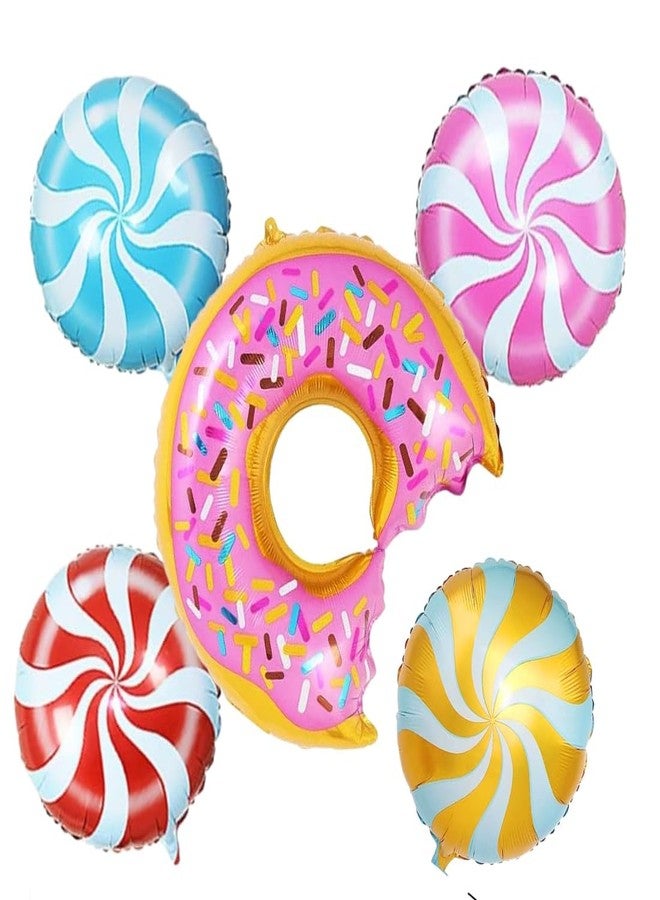 FI - FLICK IN 20Pcs Happy Birthday Candyland Theme Party Decoration Set Candy Foil Balloons Donut Shape Balloon Cutouts Props Banner(Cardstock) Ice Cream Birthday Decoration (Pack of 20) - Image 2